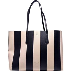 Kate Spade Molly Stripe Large Tote Bag White Black Clean Girl Preppy Boho Barbie